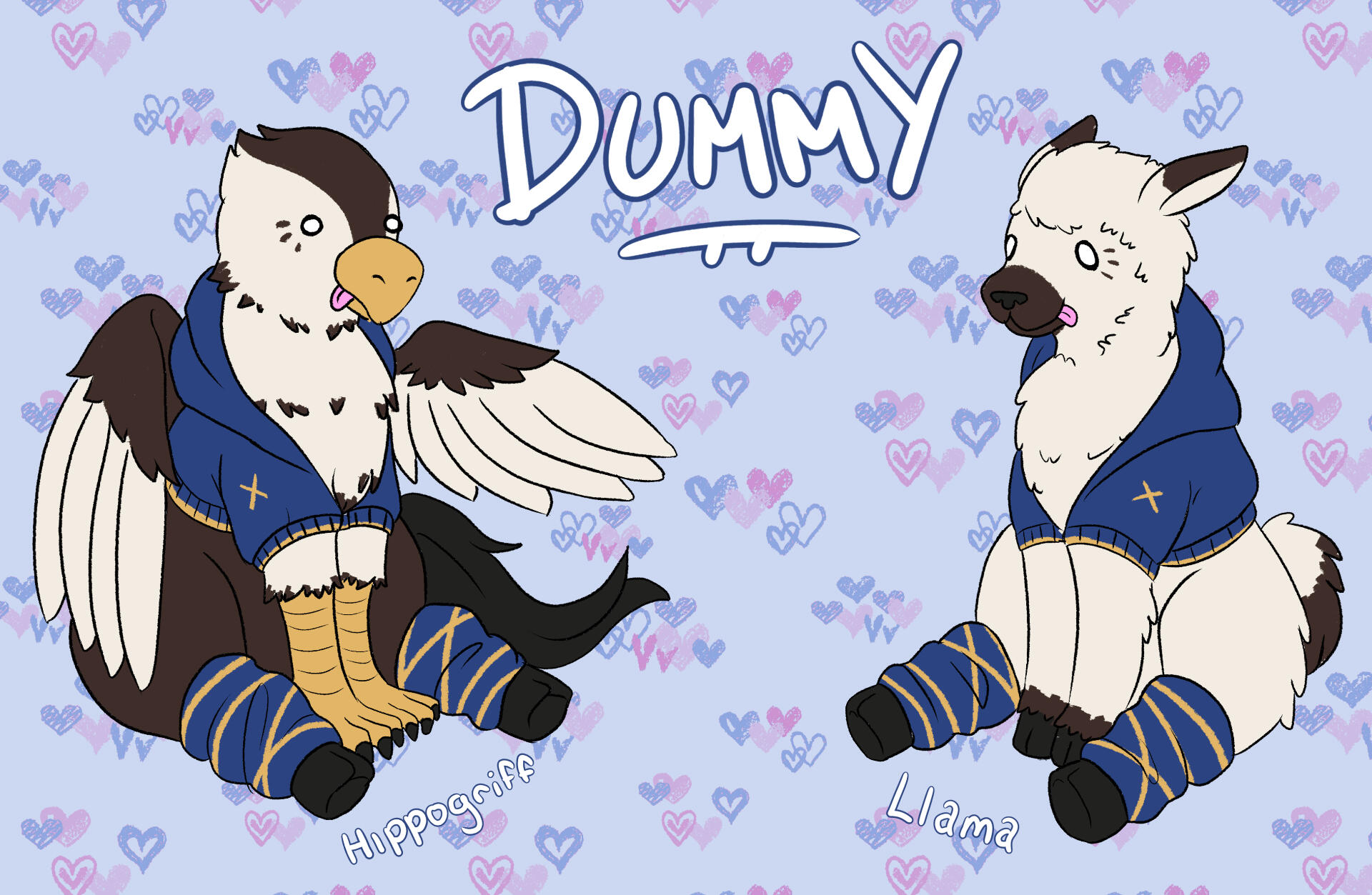 Hypogriff and Llama with the text "Dummy"