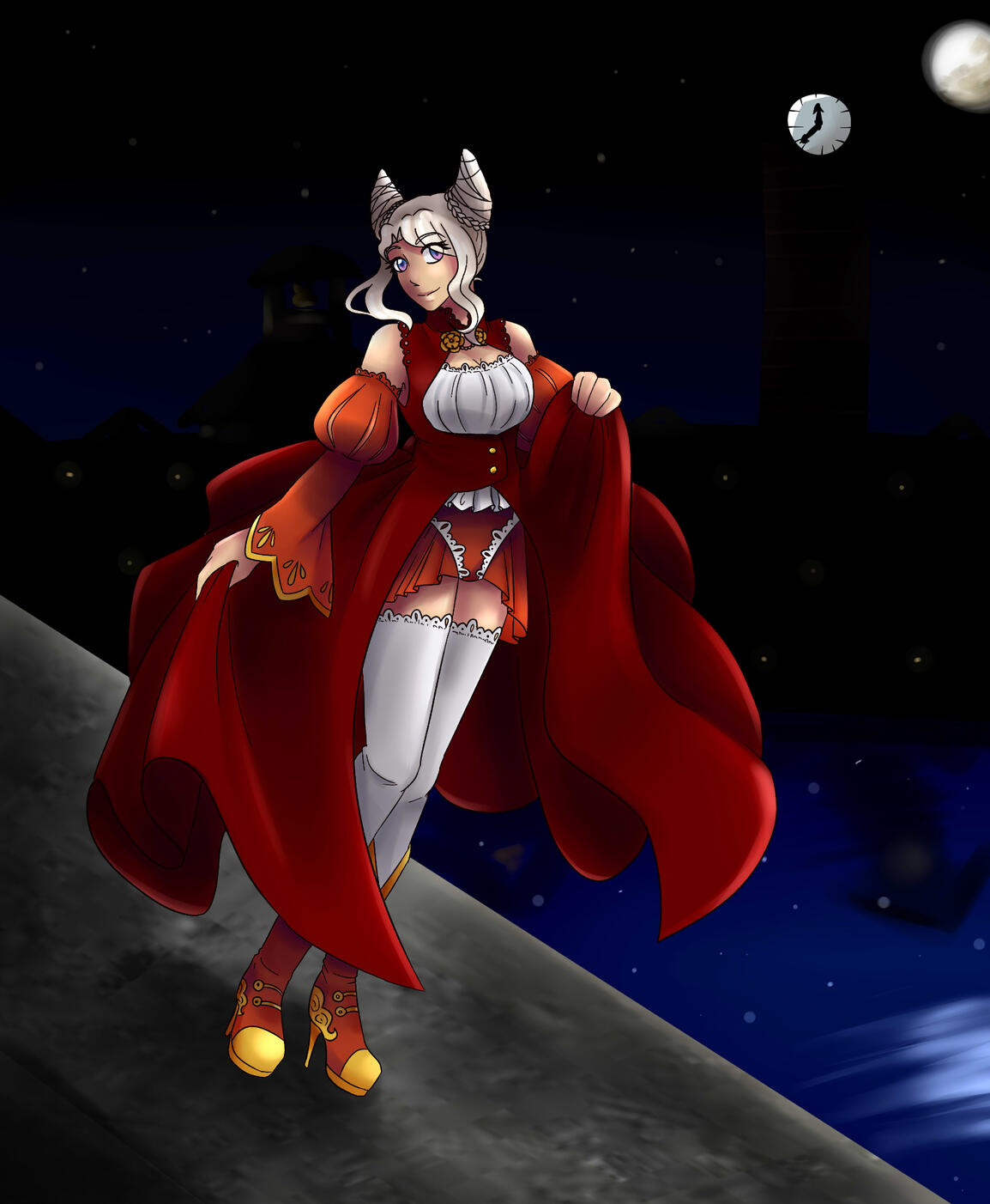 Elegant Girl in night scene