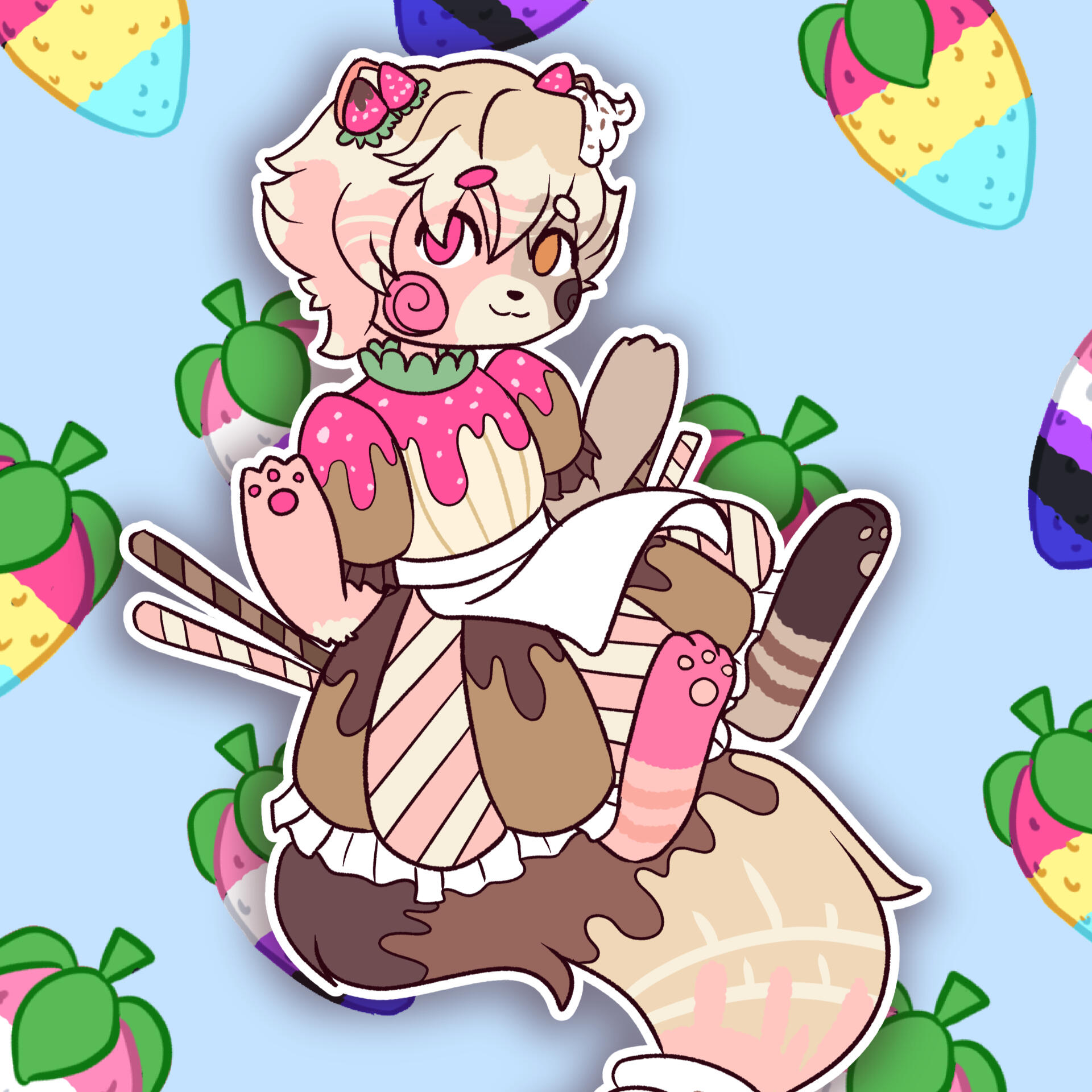 Sweets Otter with Strawberry Background